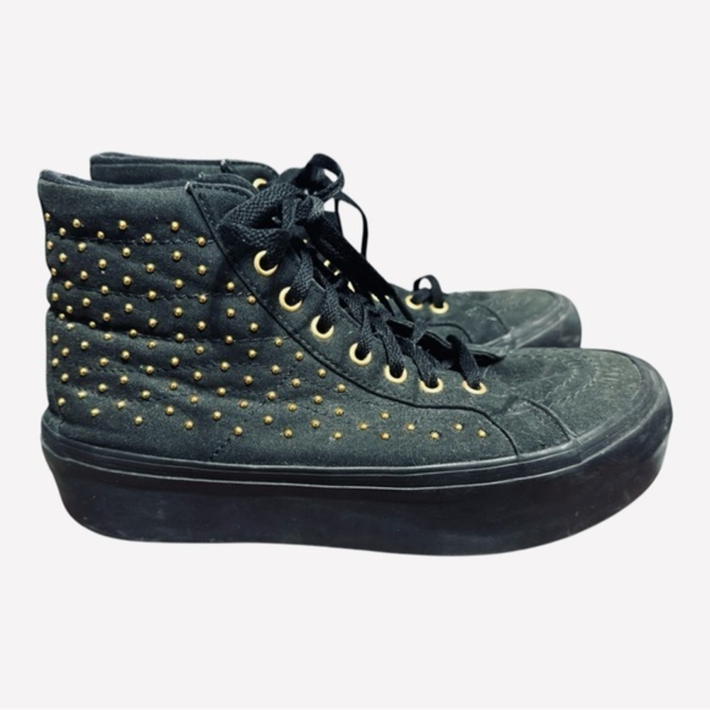 Womens Vans Black with Gold Studs Platform Shoes US Size 8/ Men’s Size 6.5